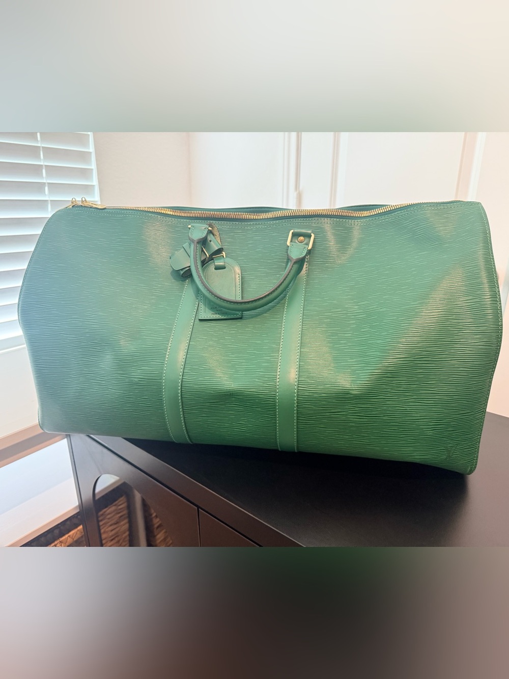 Authentic Louis Vuitton Green Keepall Boston Bag
